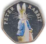 2019 SILVER PROOF COLOURED 50 P PETER RABBIT