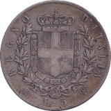 1875 SILVER 5 LIRA ITALY