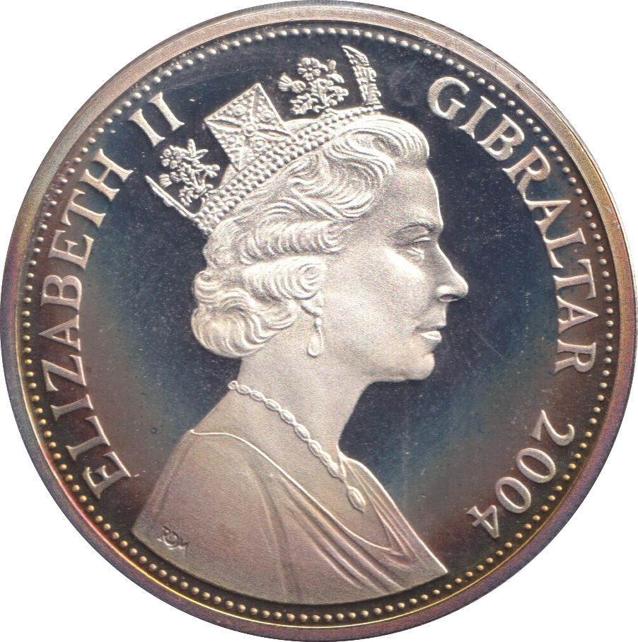 2004 SILVER PROOF FIVE POUND GIBRALTAR
