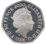 2020 SILVER PROOF COLOURED 50 P PETER RABBIT