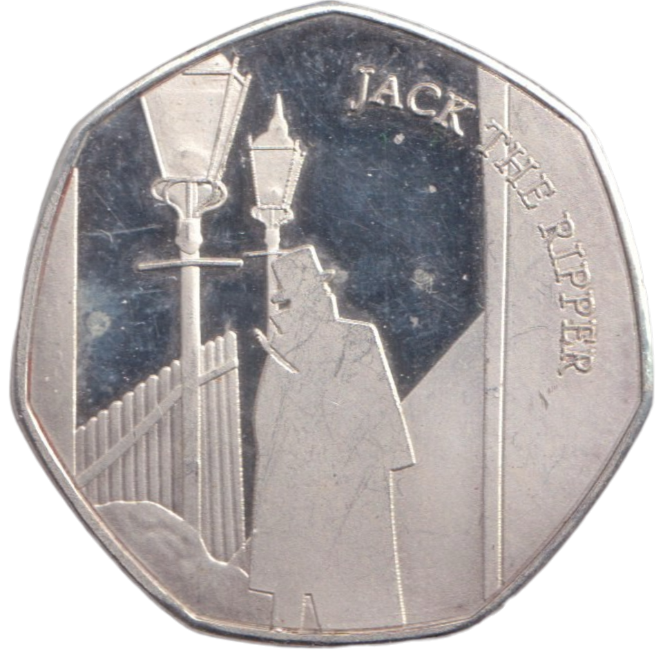 2017 JACK THE RIPPER 50P SHAPED COIN