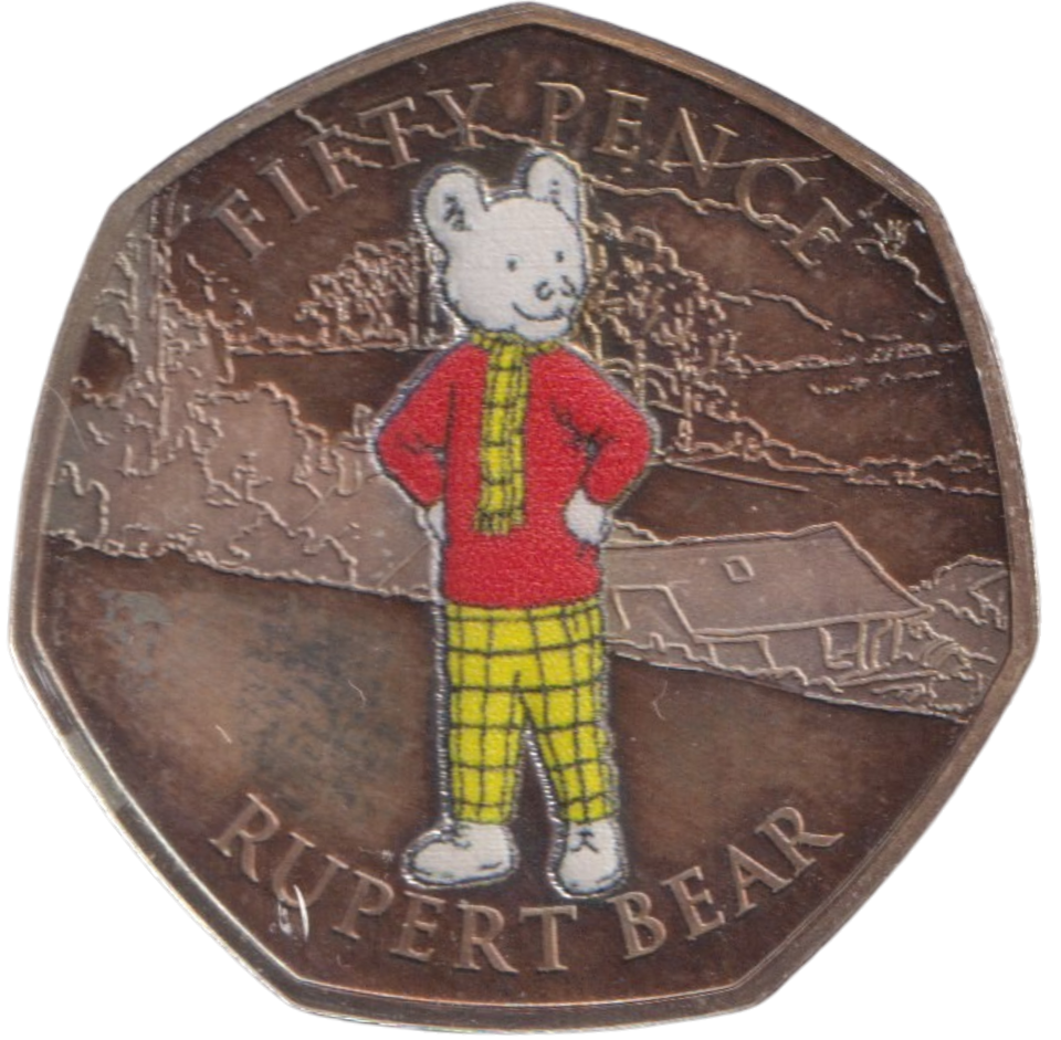 2020 50P COLOURED RUPERT BEAR ISLE OF MAN