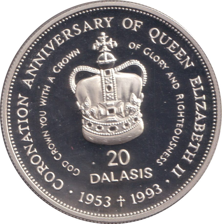 1993 SILVER PROOF TWENTY DALASIS REPUBLIC OF THE GAMBIA