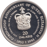 1993 SILVER PROOF TWENTY DALASIS REPUBLIC OF THE GAMBIA
