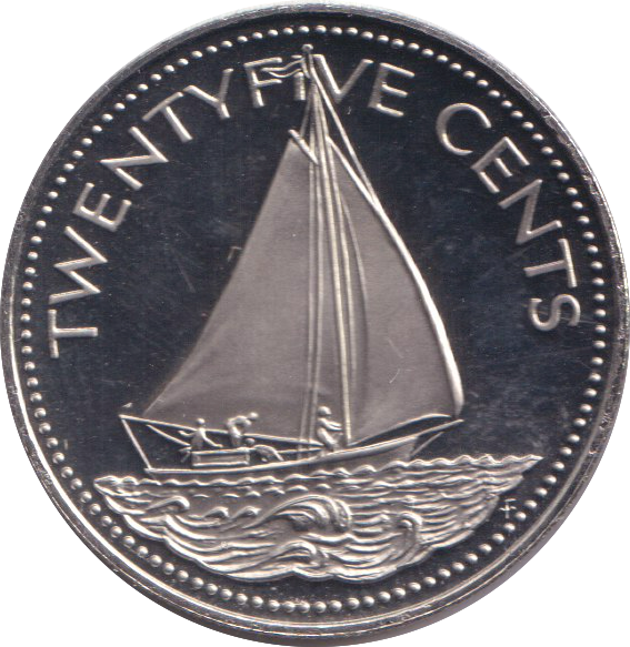 1974 25 CENTS BAHAMAS