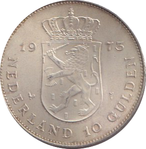1973 SILVER NETHERLANDS 10 GULDEN