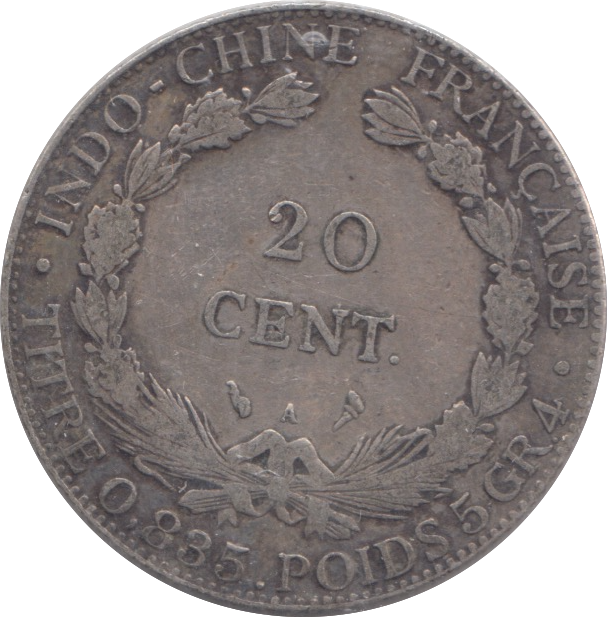 1898 SILVER VIETNAM 20 CENTS FRANCE INDO CHINA