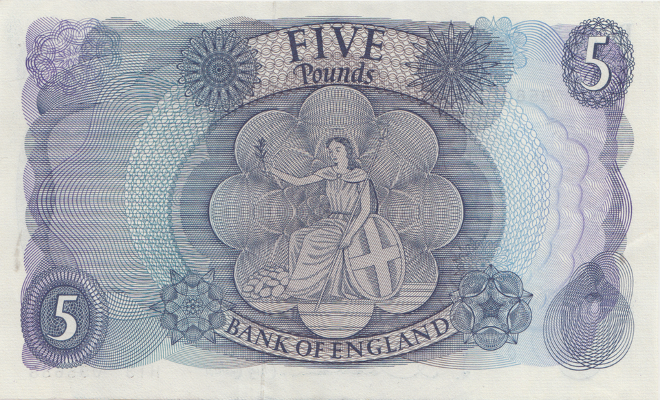 5 POUNDS BANKNOTE HOLLOM REF £5-158