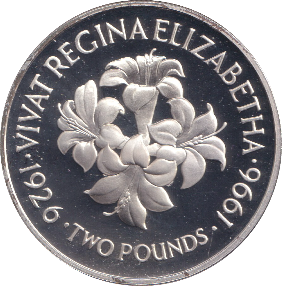 1996 SILVER PROOF TWO POUNDS JERSEY