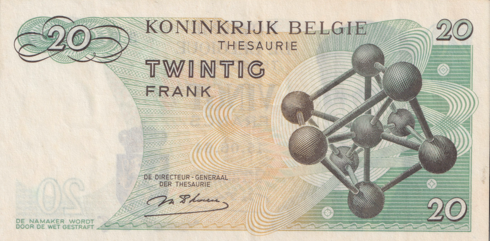 1964 BELGIUM 20 FRANCS BANKNOTE REF-1685