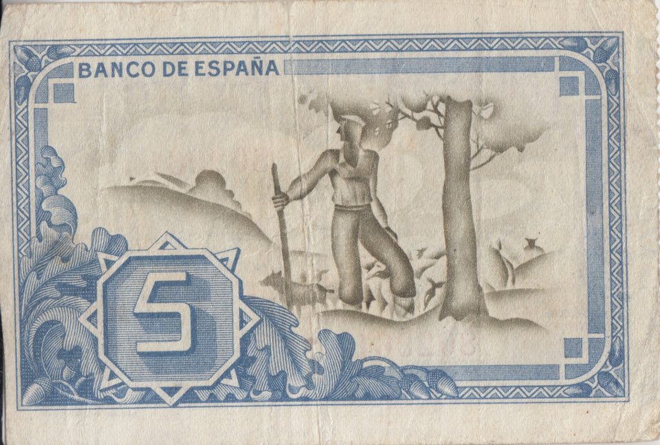 1937 5 PESTAS BANKNOTE SPAIN REF-1632