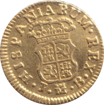 1758 GOLD HALF ESCUDO ( EF ) SPAIN MADRID