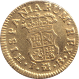 1758 GOLD HALF ESCUDO ( EF ) SPAIN MADRID