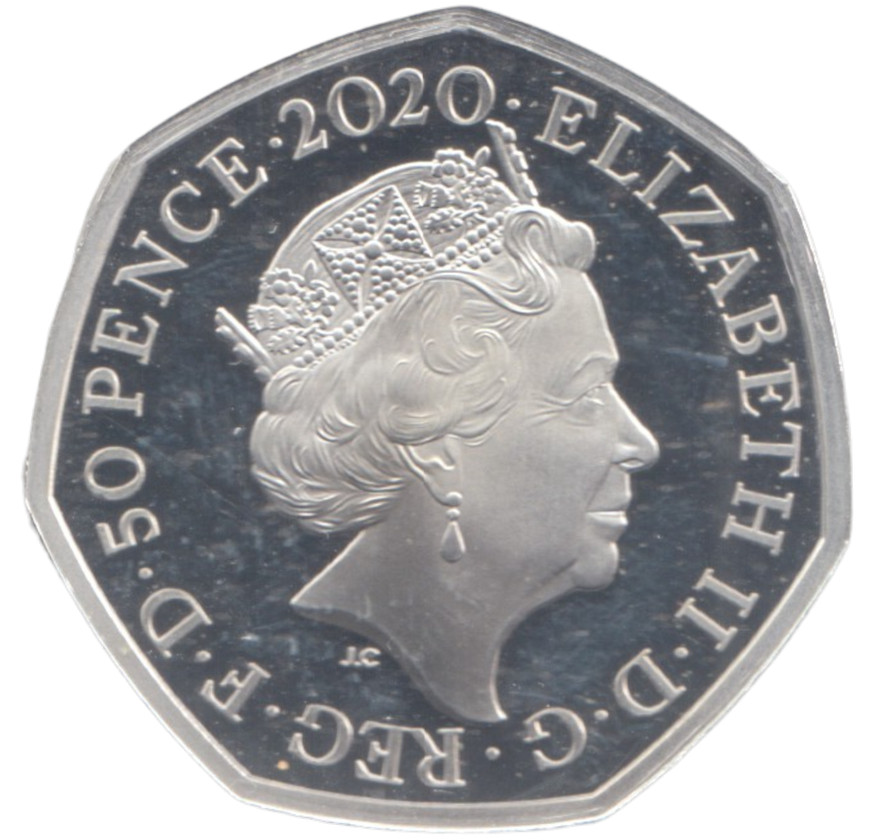 2020 SILVER PROOF COLOURED 50 P WINNIE THE POOH