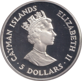 1993 SILVER PROOF FIVE DOLLAR CAYMAN ISLANDS