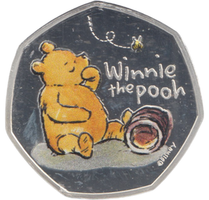 2020 SILVER PROOF COLOURED 50 P WINNIE THE POOH