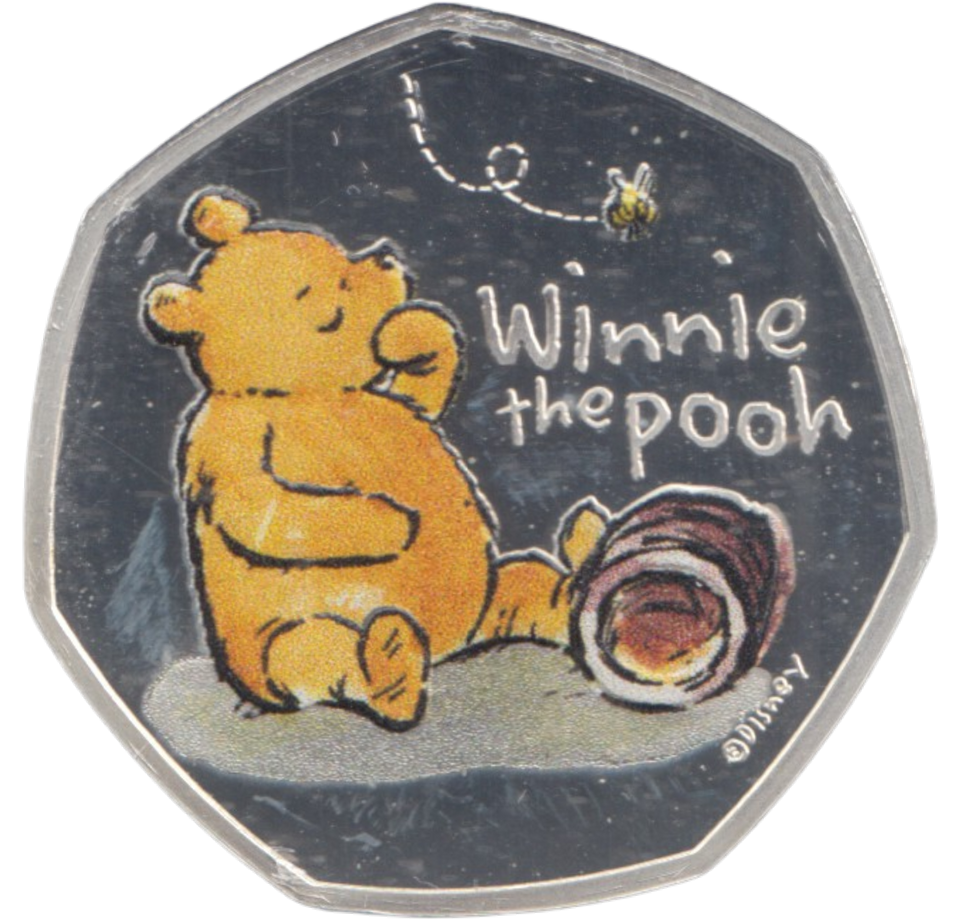 2020 SILVER PROOF COLOURED 50 P WINNIE THE POOH