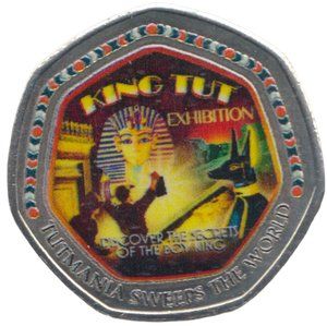 2003 50P SHAPED MEDALLION TUTMANIA SWEEPS THE WORLD DISCOVERIES OF EGYPT