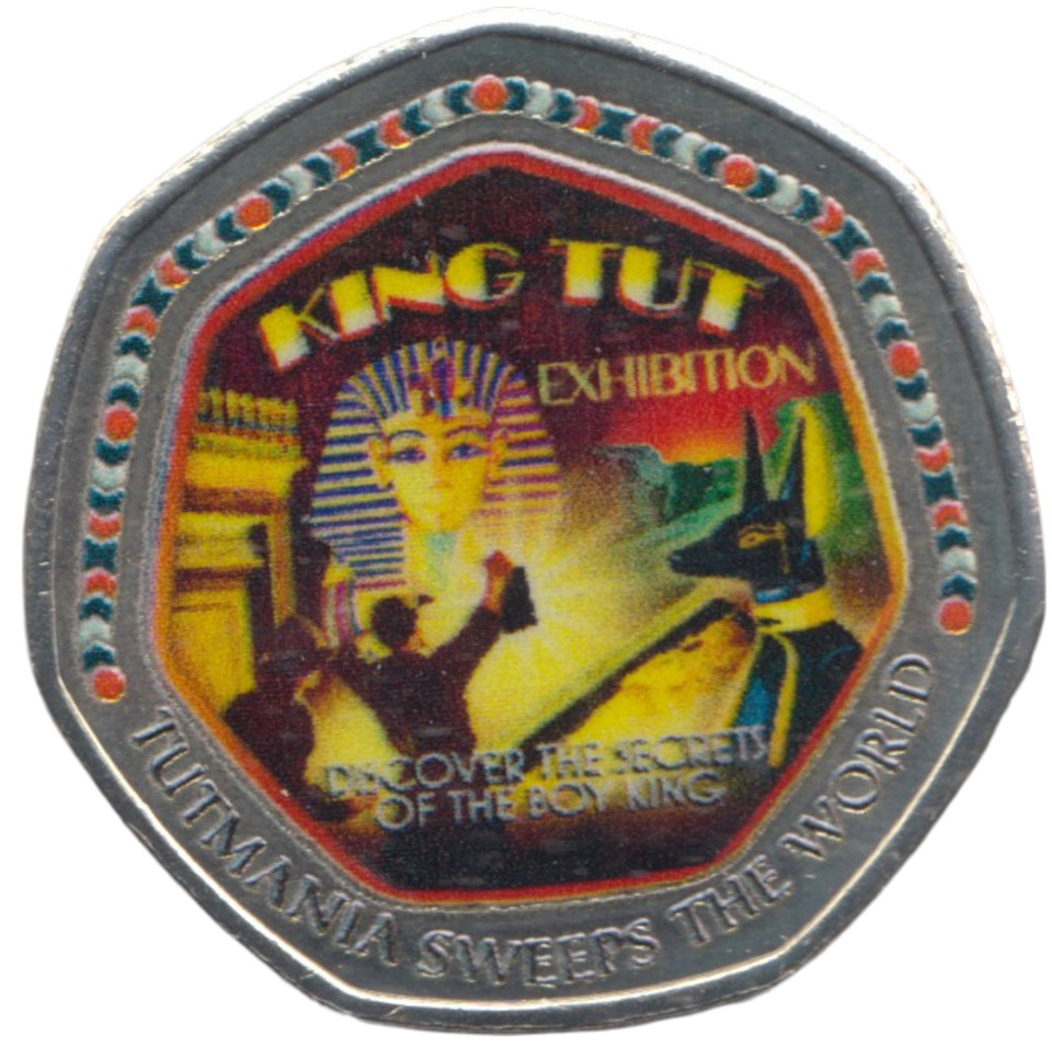 2003 50P SHAPED MEDALLION TUTMANIA SWEEPS THE WORLD DISCOVERIES OF EGYPT