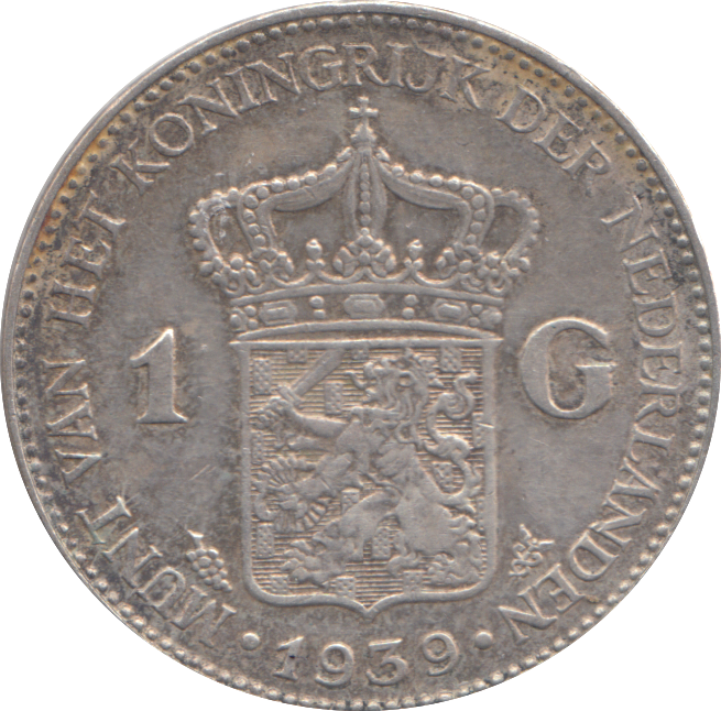 1939 SILVER 1 GUILDER NETHERLANDS
