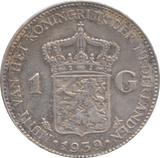 1939 SILVER 1 GUILDER NETHERLANDS