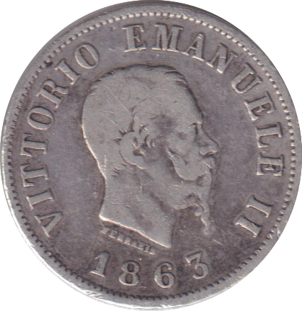 1863 50 CENTESIMI ITALY
