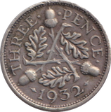 1932 THREEPENCE ( VF )