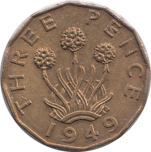1949 BRASS THREEPENCE ( AUNC )