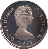 1974 25 CENTS CAYMAN ISLANDS
