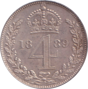 1889 MAUNDY FOURPENCE ( AUNC )