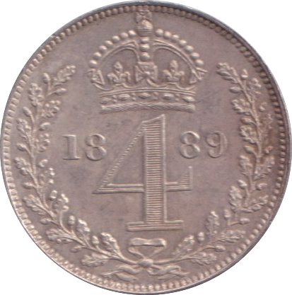1889 MAUNDY FOURPENCE ( AUNC )