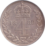 1889 MAUNDY FOURPENCE ( AUNC )