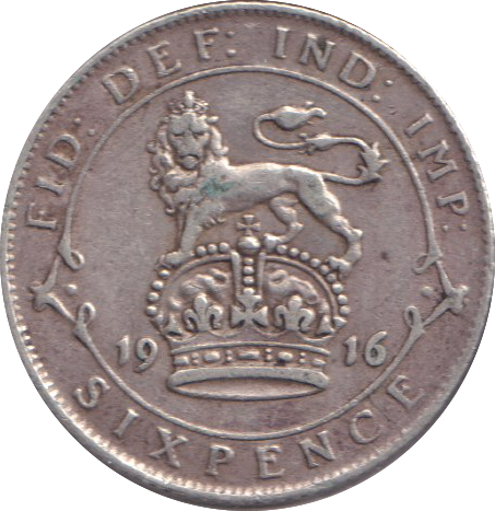1916 SIXPENCE ( VF )