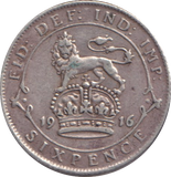 1916 SIXPENCE ( VF )