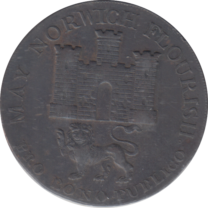 1792 NORWICH ARMS CASTLE HALFPENNY TOKEN