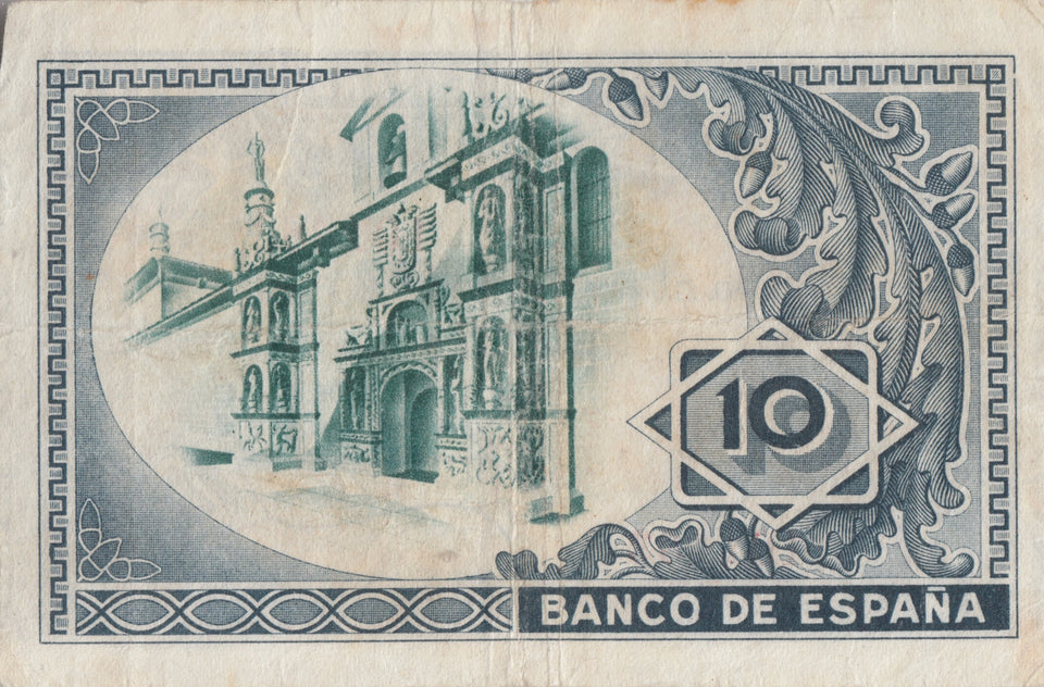 1937 10 PESTAS BANKNOTE SPAIN REF-1628