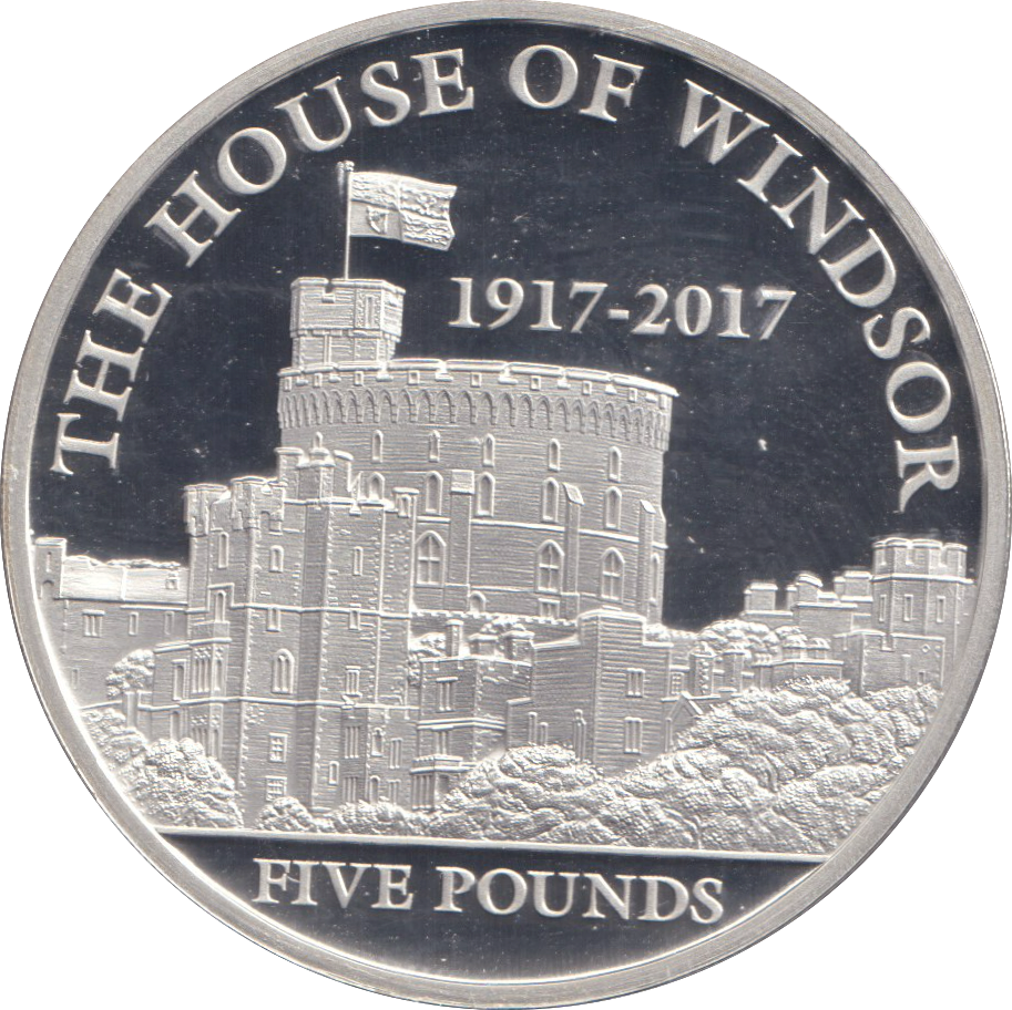 2017 SILVER PROOF FIVE POUND THE HOUSE OF WINDSOR