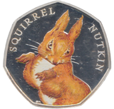 2016 SILVER PROOF COLOURED 50 P SQUIRREL NUTKIN