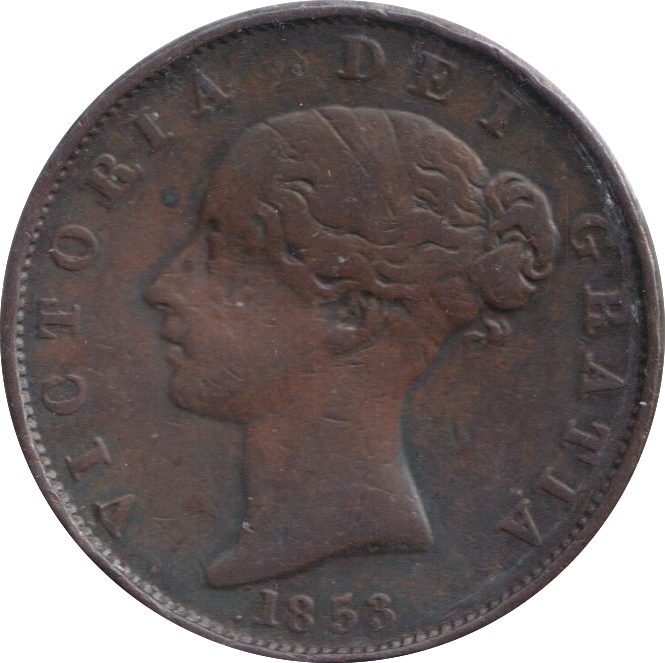 1853 HALFPENNY ( FINE )