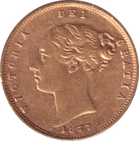 1877 GOLD HALF SOVEREIGN DIE 150 ( EF )