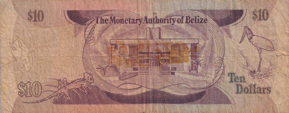 1976 TEN DOLLARS BELIZE BANKNOTE REF-1771
