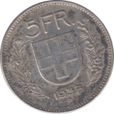 1937 SILVER SWITZERLAND 5 FRANC