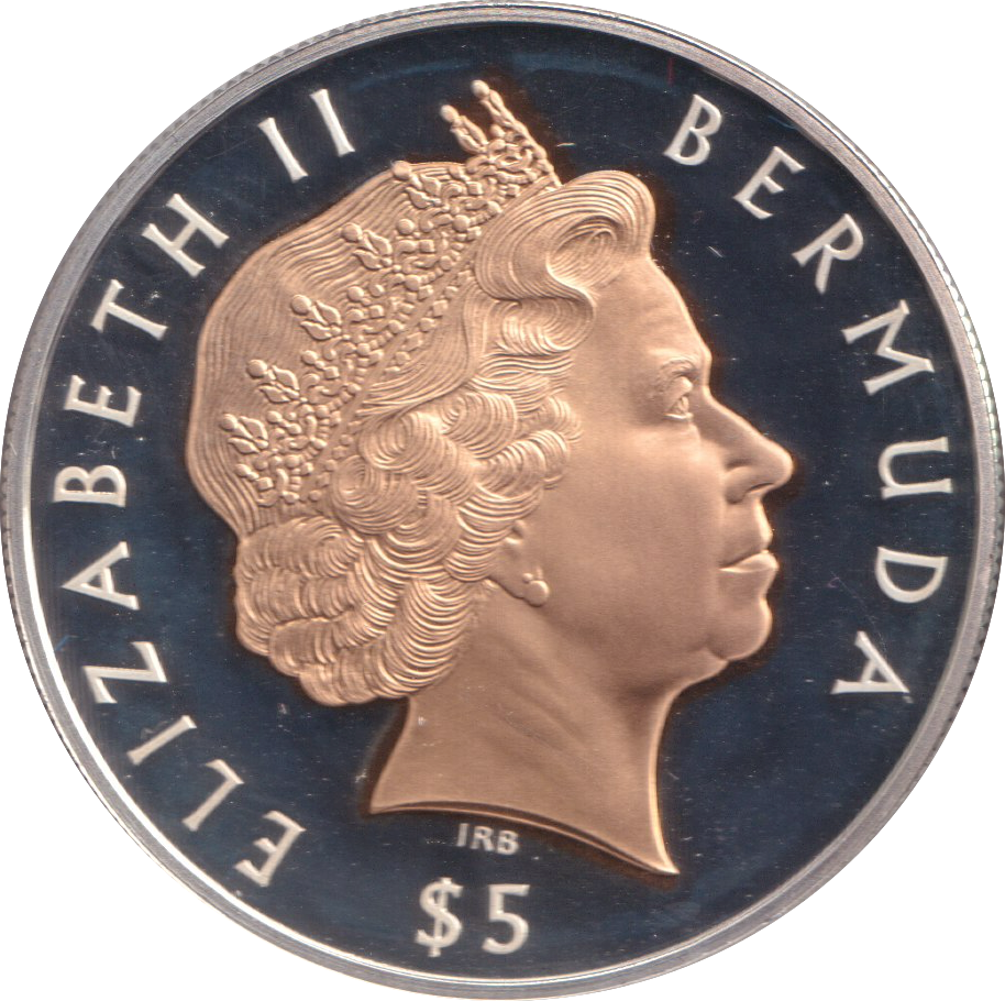 2002 SILVER PROOF FIVE DOLLAR BERMUDA