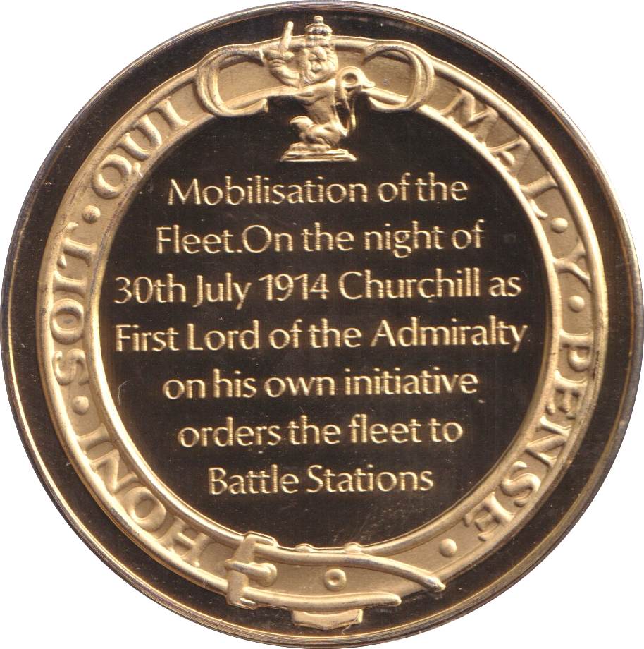 1974 SILVER GOLD PLATED WINSTON CHURCHILL MOBILISATION OF THE FLEET MEDALLION