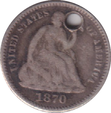 1870 SILVER HOLED HALF DIME USA
