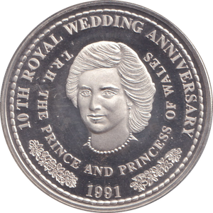 1991 CROWN 10TH WEDDING ANNIVERSARY TURKS AND CAICOS