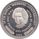 1991 CROWN 10TH WEDDING ANNIVERSARY TURKS AND CAICOS