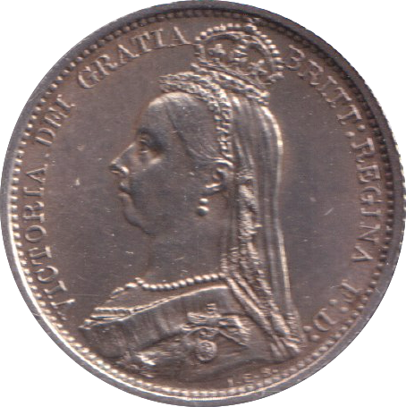 1887 SIXPENCE ( AUNC )