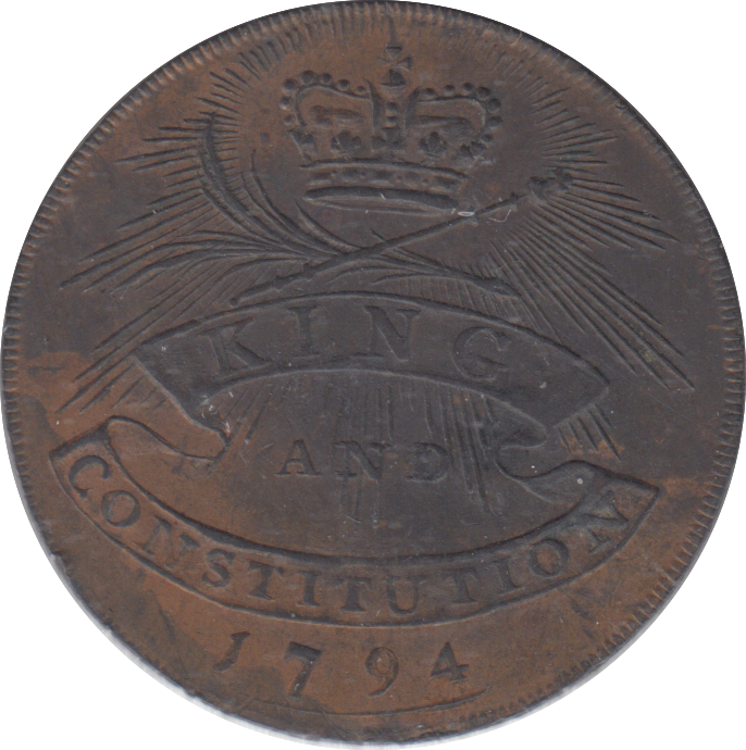 1794 CHELMSFORD SHIRE HALL HALFPENNY TOKEN