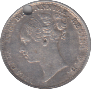 1885 HOLED THREEPENCE ( GVF )